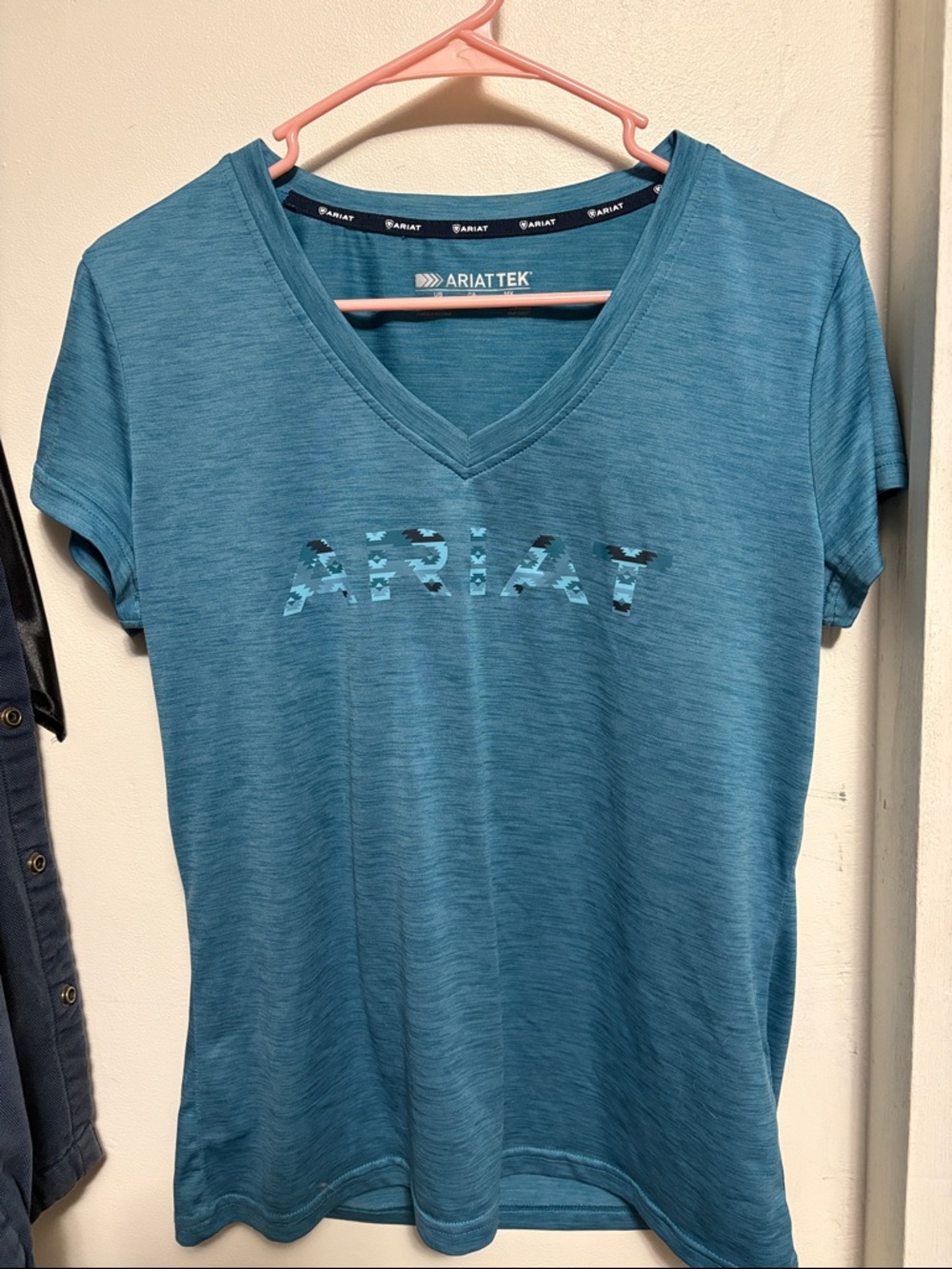 Ariat Teal Blue V-Neck Logo Tee